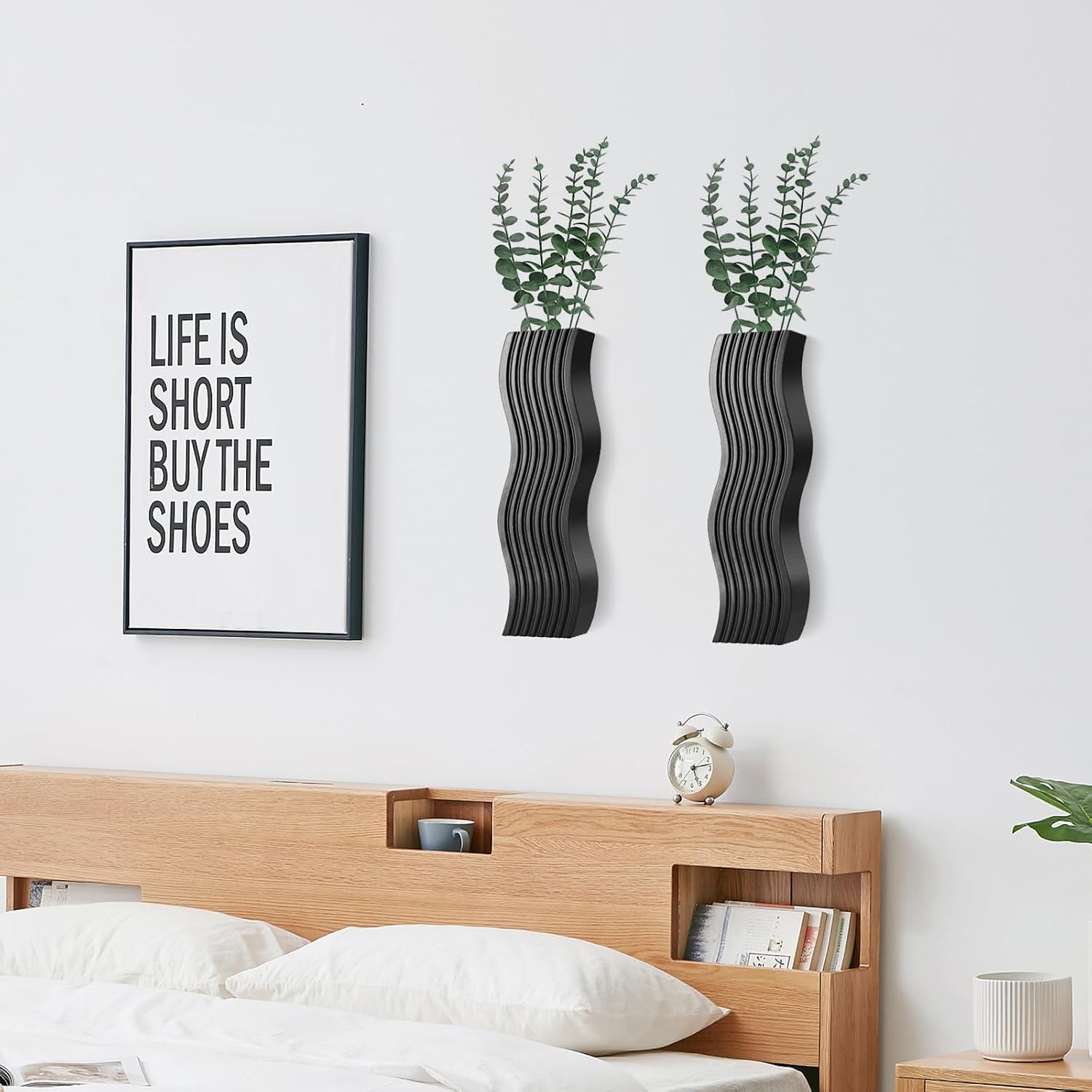 2 Pack Wall Decor Wood Wall Planters for Indoor Plants, Modern Wall Planter for Bathroom, Kitchen, Dining Room, Living
