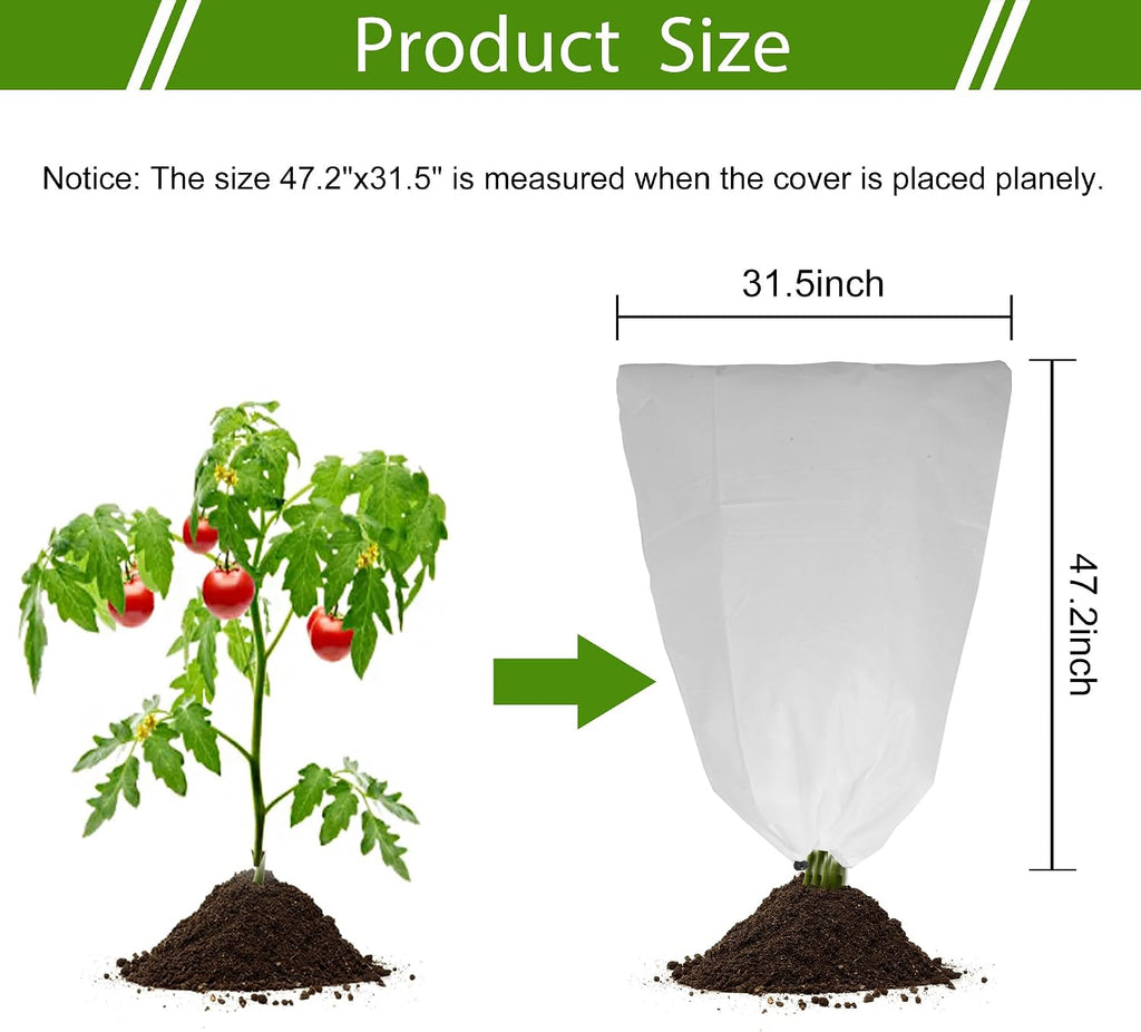 8 Pack Plant Covers Freeze Protection for Winter, 47.2"×31.5" Frost Cloths for Outdoor Plants Cold Weather Blankets