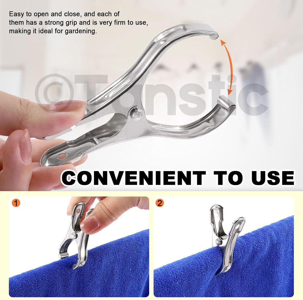 Tanstic 40Pcs 3.5 Inch Stainless Steel Greenhouse Clamps Garden Clips Greenhouse Clips Heavy Duty Garden Clips with
