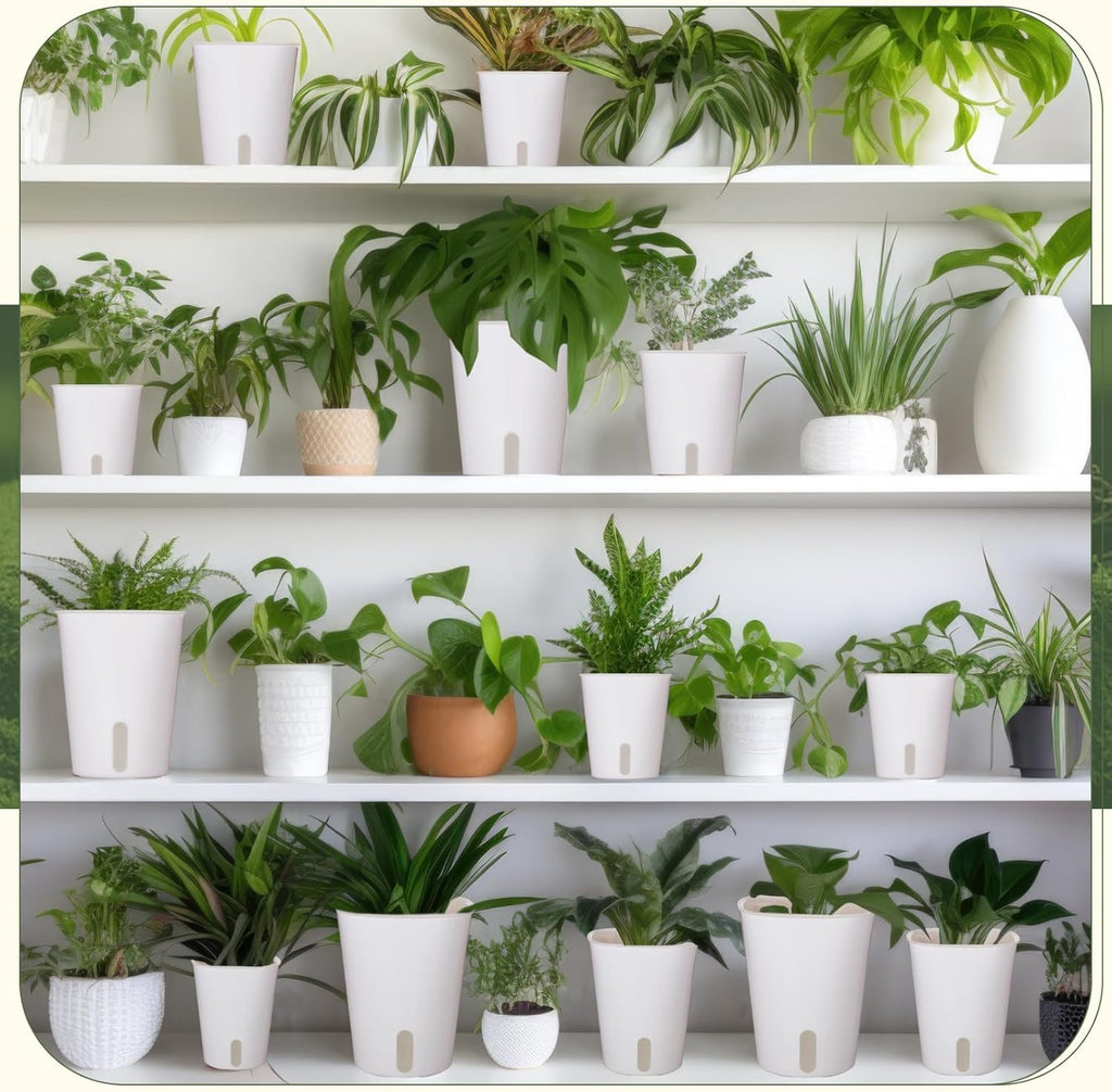 18 Pcs Self Watering Pots Plastic Plant 3 Sizes Flower Plant Pot with Inner White Flower Pots for Indoor House Plants