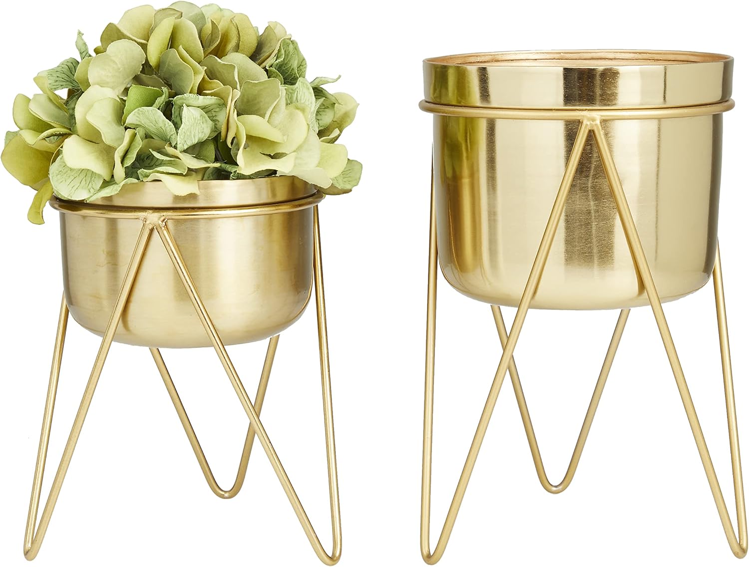 CosmoLiving by Cosmopolitan Metal Indoor Outdoor Planter Small Planter Pot with Removable Stand, Set of 2 Planters 7"