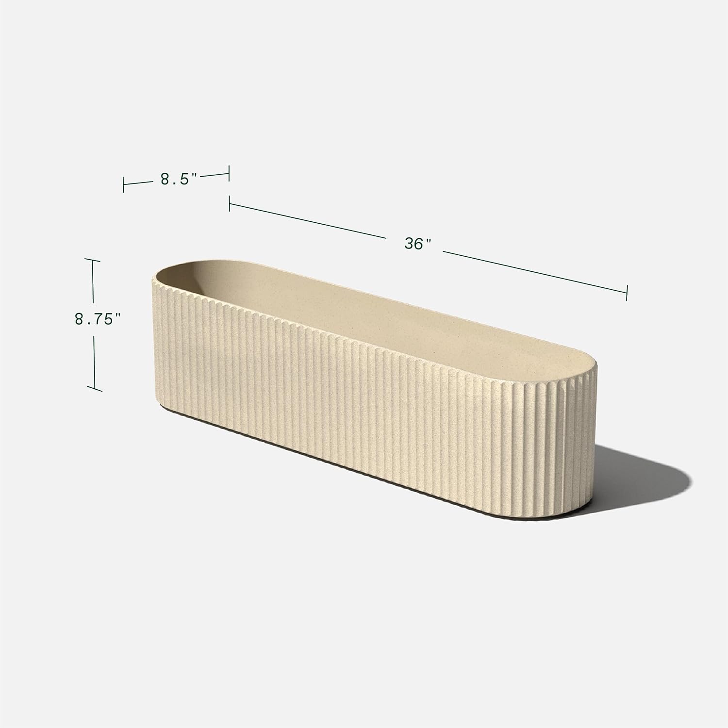 Veradek Demi Series Window Box Planter - Round Outdoor Planter | Made From a Durable Plastic-Stone Composite With