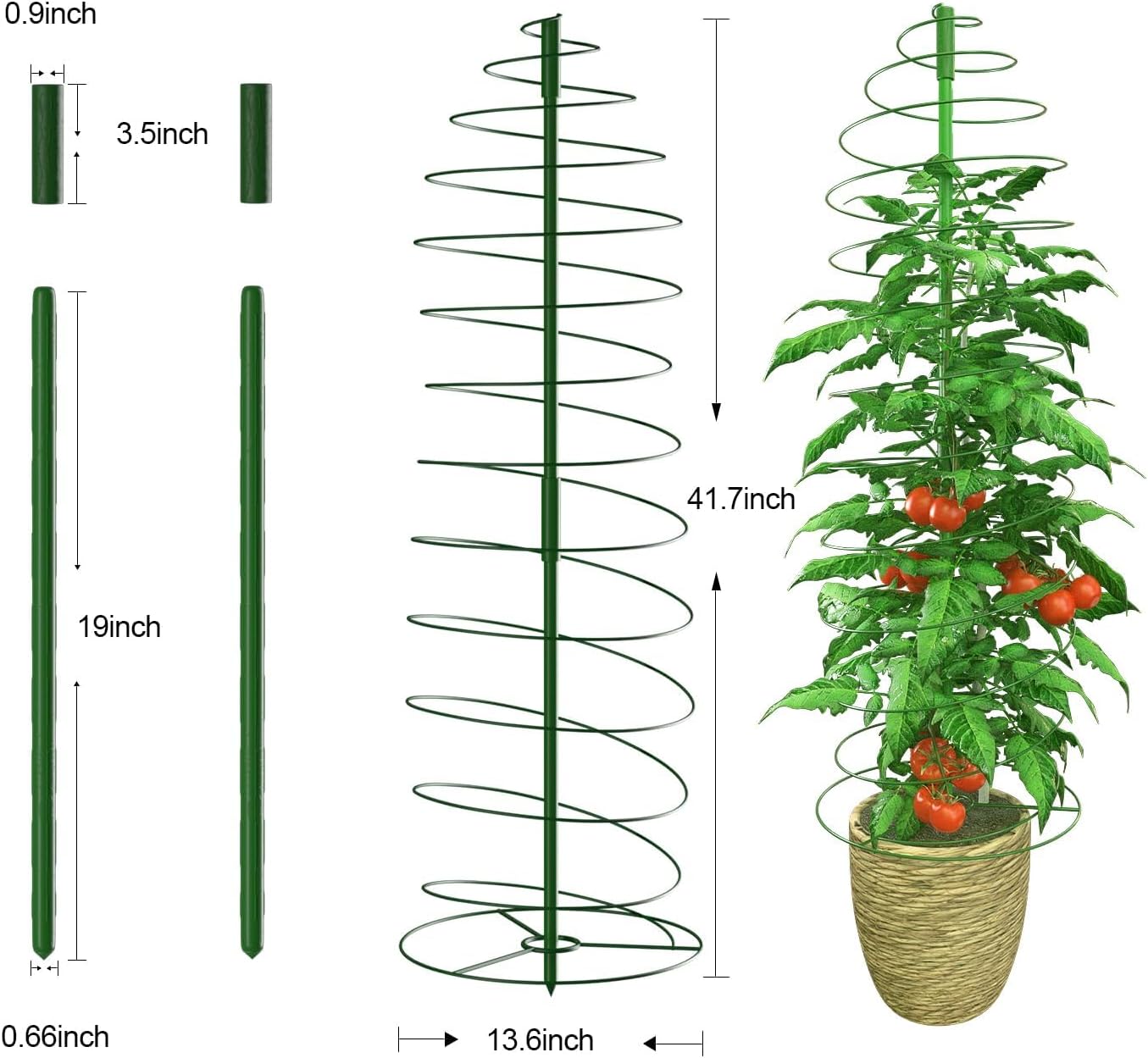 AMAGABELI Garden & Home 3 Pack Tomato Cages for Garden Plant Support 42" Stakes Metal Tower for Climbing Plants