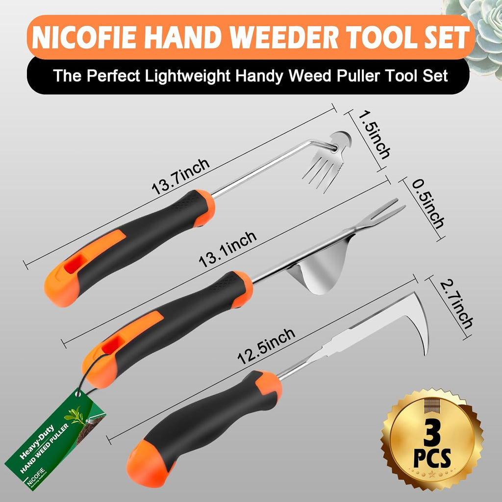 2026 Hand Weeder Tool, Rubber Handle Manual Weeder Puller Tool, Uprooting Weeding Tools, Crack Weeder Crevice, 4 Teeth