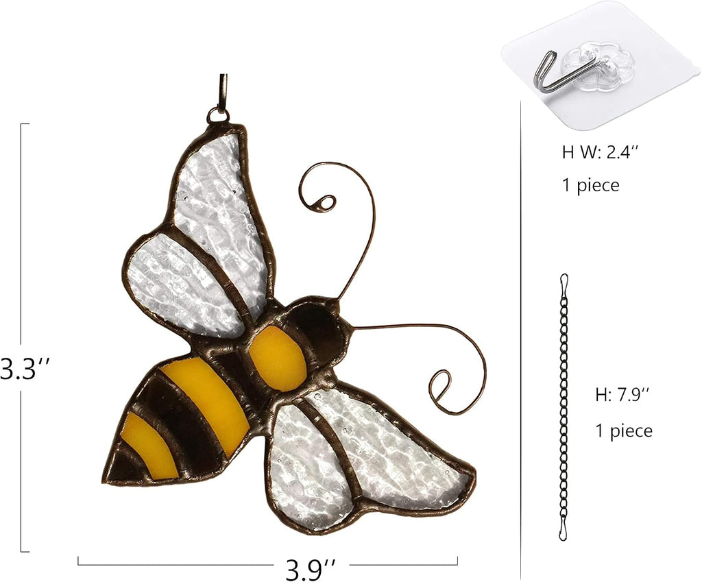 Bumble Bee Stained Glass Window Hanging,Honeybee Suncatcher Gifts | Bee Stained Glass Window Hanging,Suncatcher for