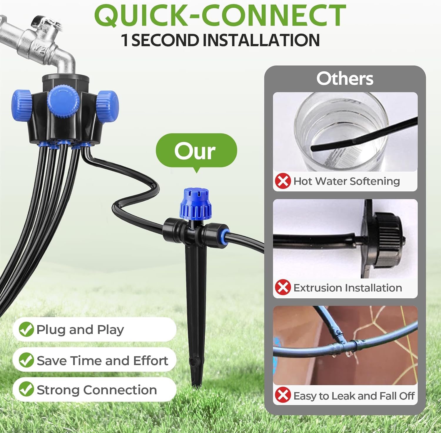 HIRALIY 100FT Drip Irrigation Kit for Raised Beds & Gardens | Garden watering system with a 5-way splitter and