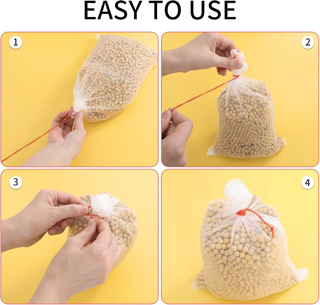 50Pcs 18"x12" Kikhope Fruit Protection Bags, Garden Netting Bags with Drawstring, Fruit Netting Bags, Fruit Tree Bags