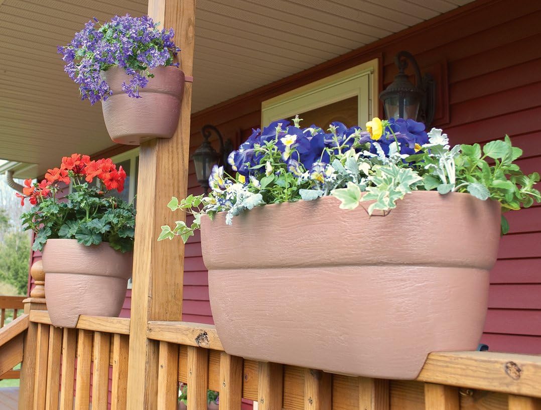Bloomers Rail Picker Self-Watering Railing Planter Grow Box – 24" Weatherproof Resin Planter – Fits 1.25"–3.875" Wood &