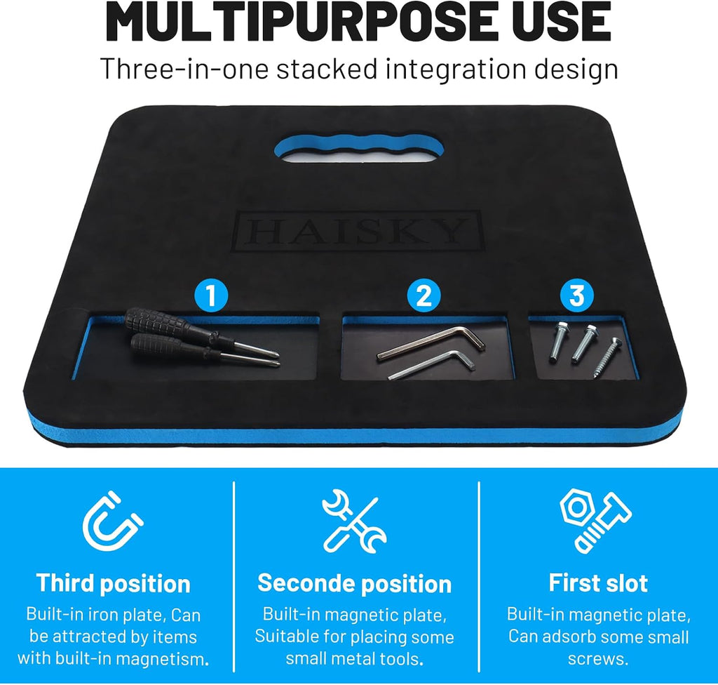 Mechanic Mat for Working Under Car, Magnetic Slot for Storing Screws or Small Accessories, Thick Kneeling Pad with
