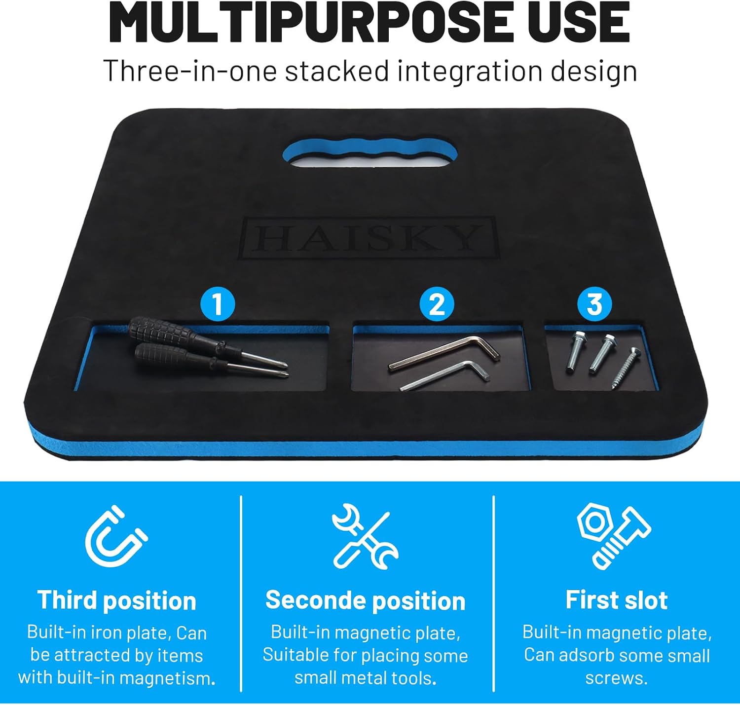 Mechanic Mat for Working Under Car, Magnetic Slot for Storing Screws or Small Accessories, Thick Kneeling Pad with