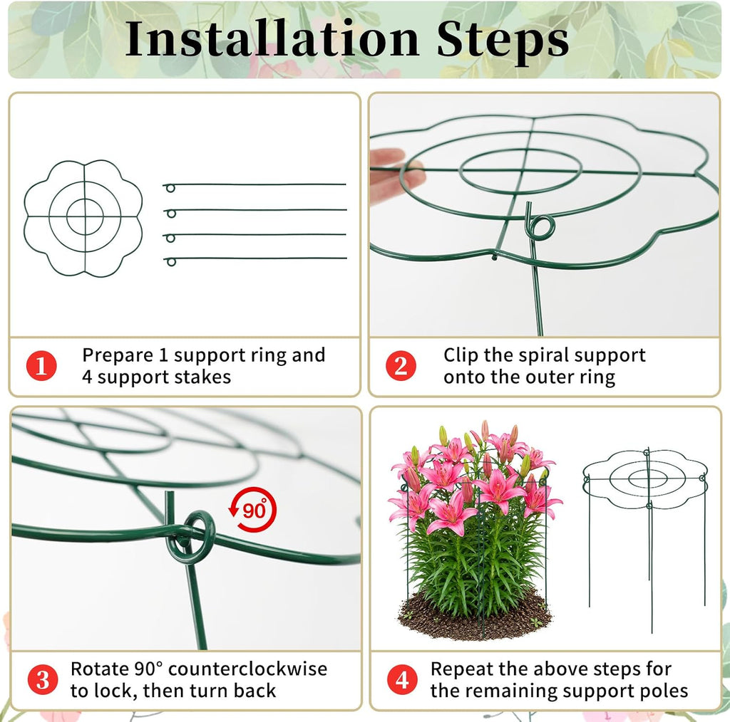 6-Pack Peony Cages and Supports, 12"x16" Plant Support Rings | Heavy-Duty Grow-Through Plant Support for Peonies