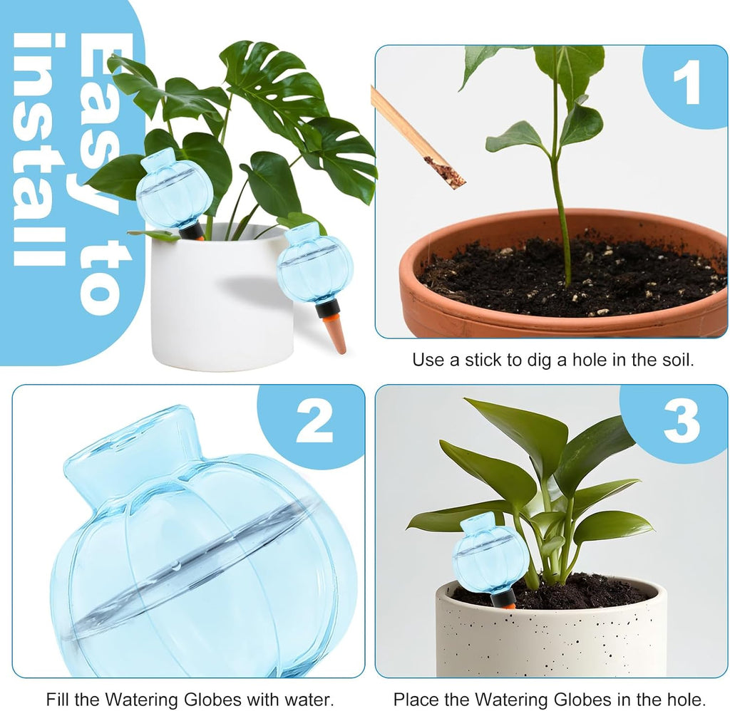 4 Pcs Plant Self Watering Globes, 17oz Large Plastic Water Bulbs Top Fill Watering Globes Slow Release Terracotta