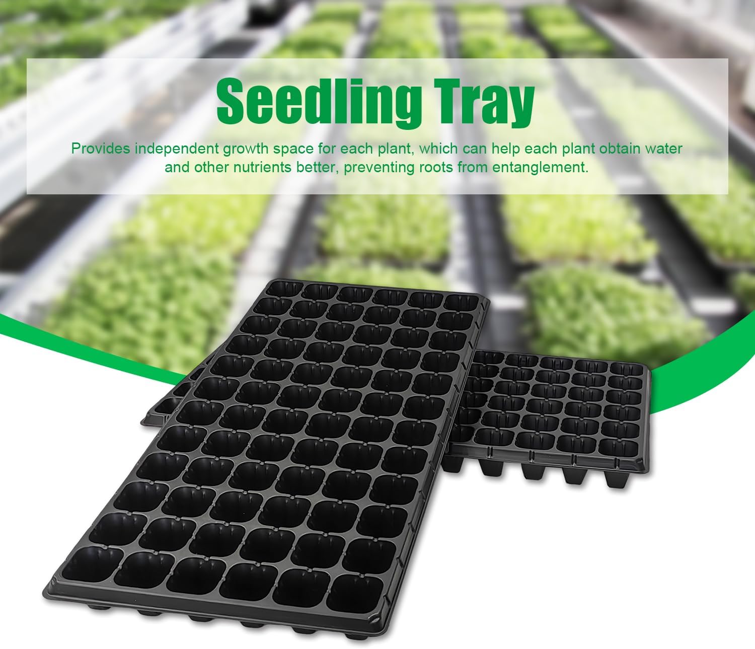 RooTrimmer 72 Cell Seed Trays, Thick Durable 72 Cell Plug Tray Seedling Plastic Nursery Tray for 1020 Flat Germination