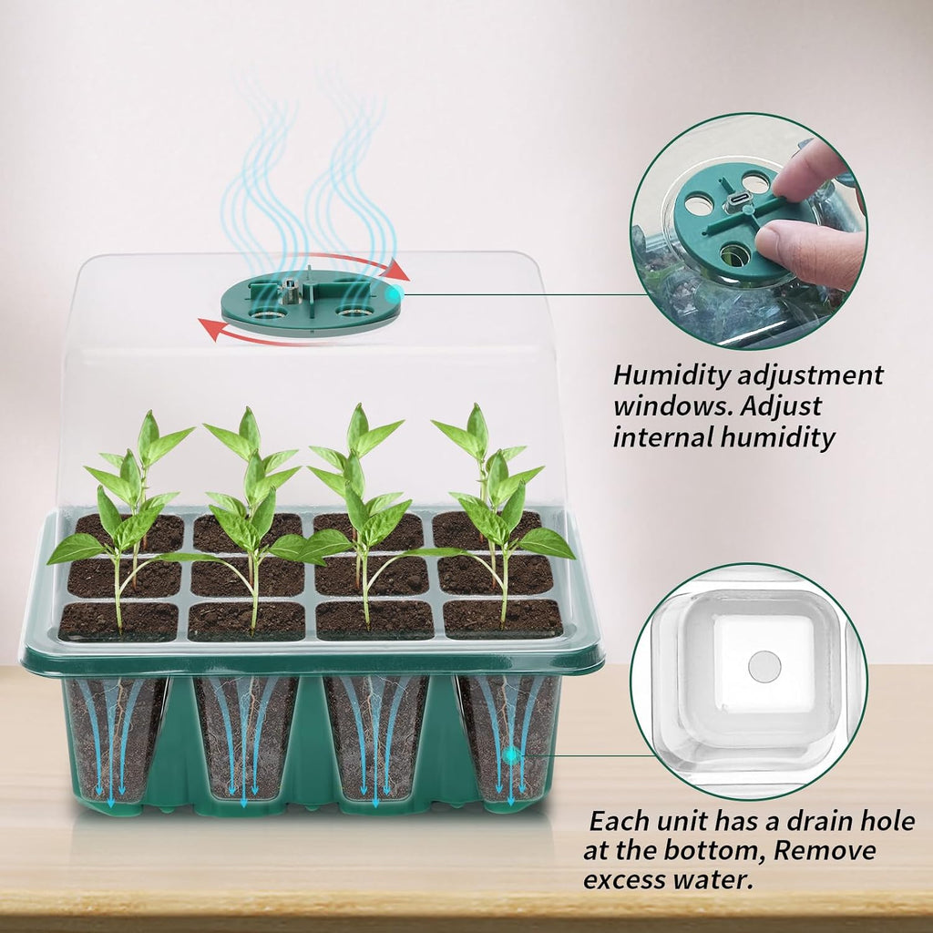 Seed Starter Tray, Seed Propagation Station with Grow Light,5 Pack | Seedling Starting Kit with Time Controller,Mini
