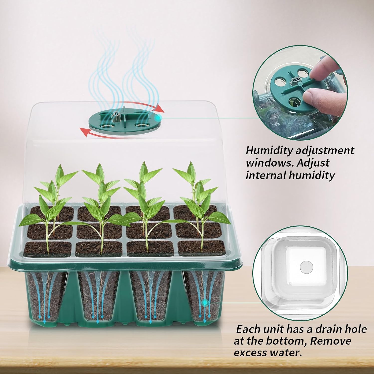 Seed Starter Tray, Seed Propagation Station with Grow Light,5 Pack | Seedling Starting Kit with Time Controller,Mini