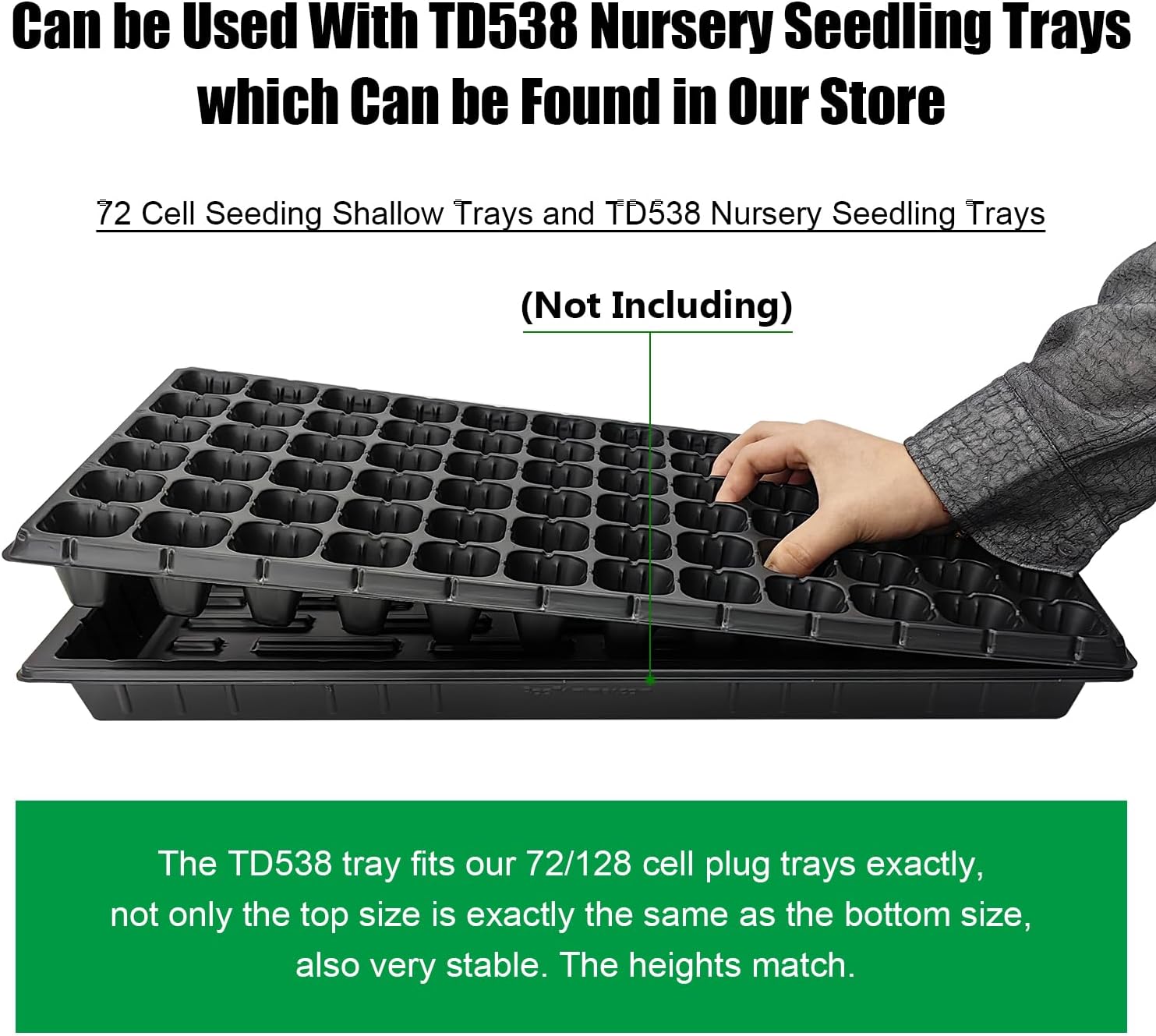 RooTrimmer 72 Cell Seed Trays, Thick Durable 72 Cell Plug Tray Seedling Plastic Nursery Tray for 1020 Flat Germination