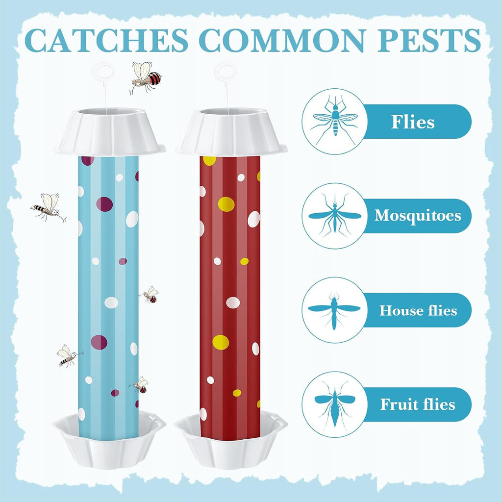 12 Pcs Sticky Fly Trap Fly Stick Indoor Outdoor Long Lasting Adhesive Fly Catcher with Hanging Hook for Wasps Gnats