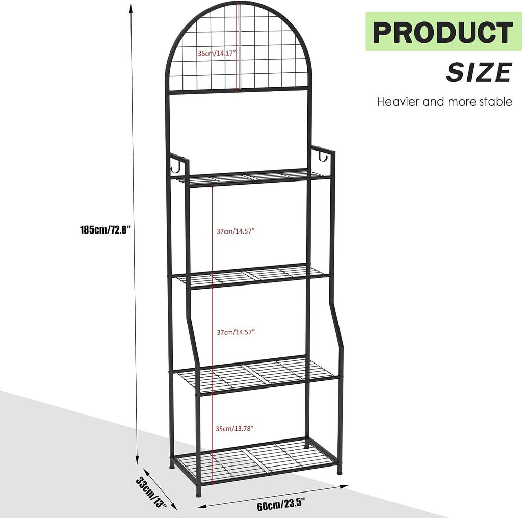 VGMiu 4 Tier Plant Stand Indoor Outdoor, Metal Plant Shelf for Multi Plants | Black Plant Display Stand Flower Plante