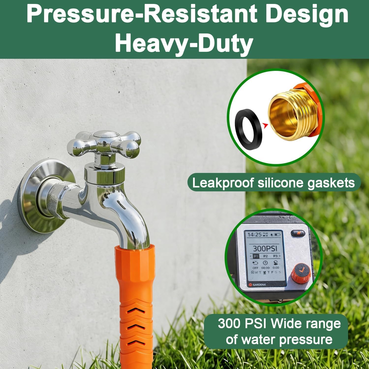 50FT Flexible Garden Hose & 10Modes Nozzle,Lightweight Water Hose,Kink-Free,All-Weather Heavy Duty Hose for RV,Boat,Car