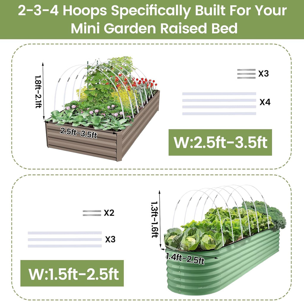 Greenhouse Hoops 60pcs, Sunwuk Garden Hoops for 1-3.5ft Wide Raised Bed, 15 Sets of 5.6ft Long Super Bendable
