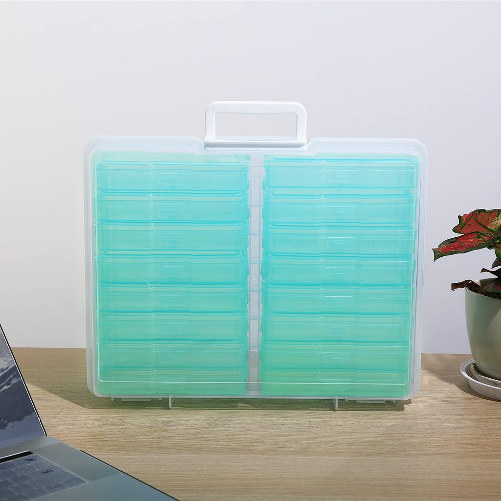 4" x 6" Photo Storage Case with Handle, 16 Inner Photo Organizer Keeper, Extra Large Storage Picture Boxes, Seed