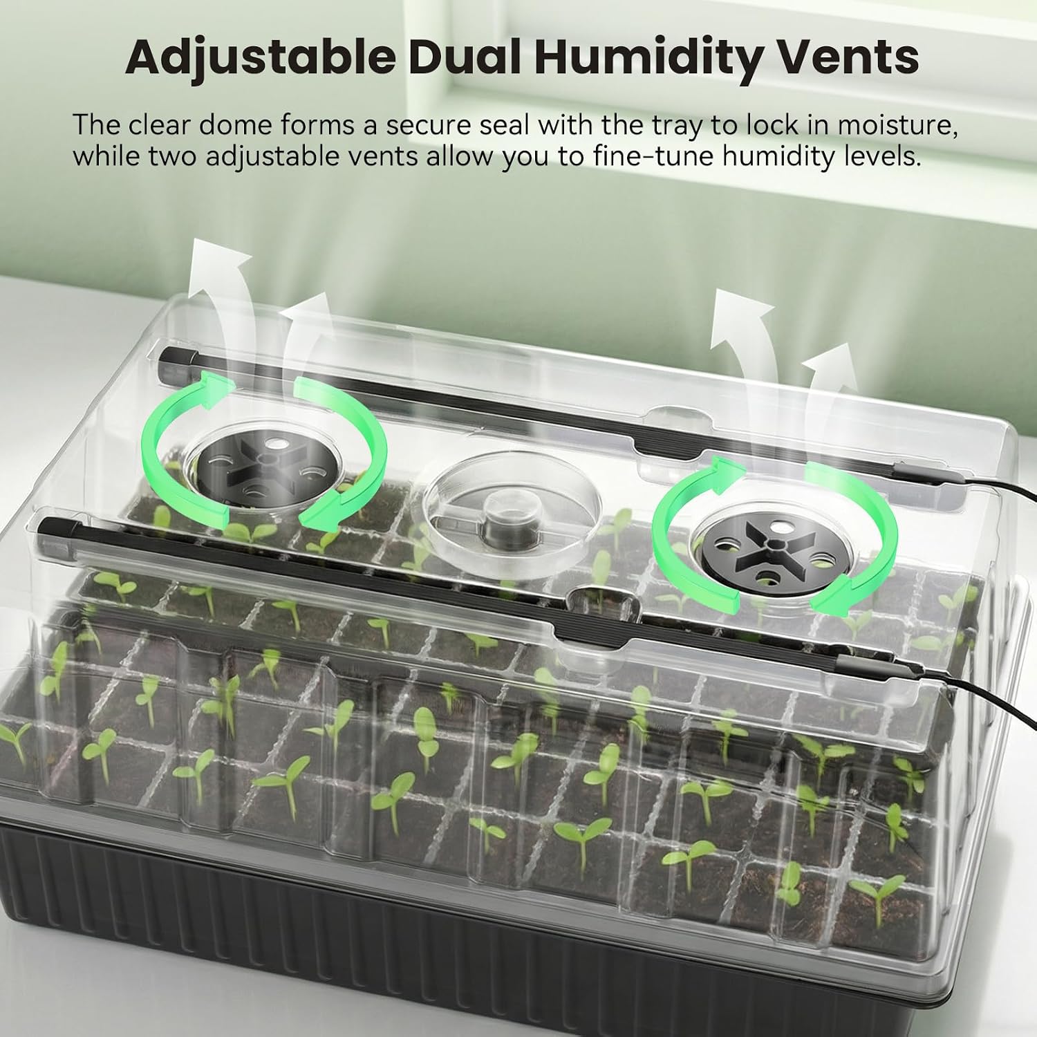 BAOSHISHAN Seed Starter Tray with Grow Light - 60 Cells Self-Watering | 24/7 LED Grow Light, 4'' Humidity Dome, Ideal