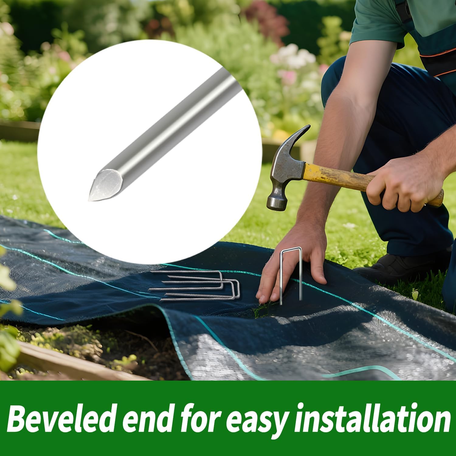 500 Pack Landscape Staples 6 Inch 11 Gauge Garden Stakes | Galvanized Garden Staples Pins Anti-Rust Ground Stakes for