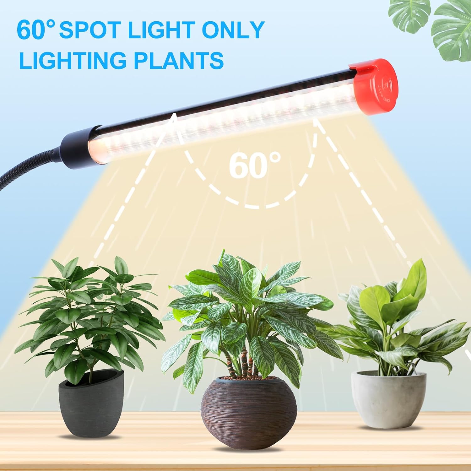3Head Grow Light with Stand, 5-Mode Timer 4/8/12/16/20H, 27 Watt Power Home Plug LED Grow Lights for Indoor Plants for