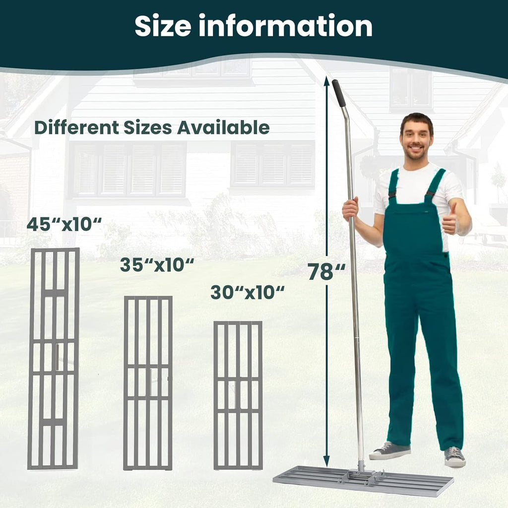 Lawn Leveling Rake 30x10 inch, (Professional-Grade) Lawn Leveler Tool with Stainless Steel Handle Rakes for Lawns Heavy
