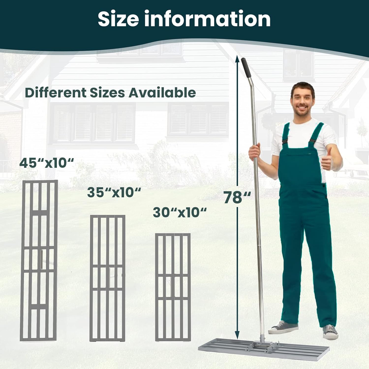 Lawn Leveling Rake 30x10 inch, (Professional-Grade) Lawn Leveler Tool with Stainless Steel Handle Rakes for Lawns Heavy