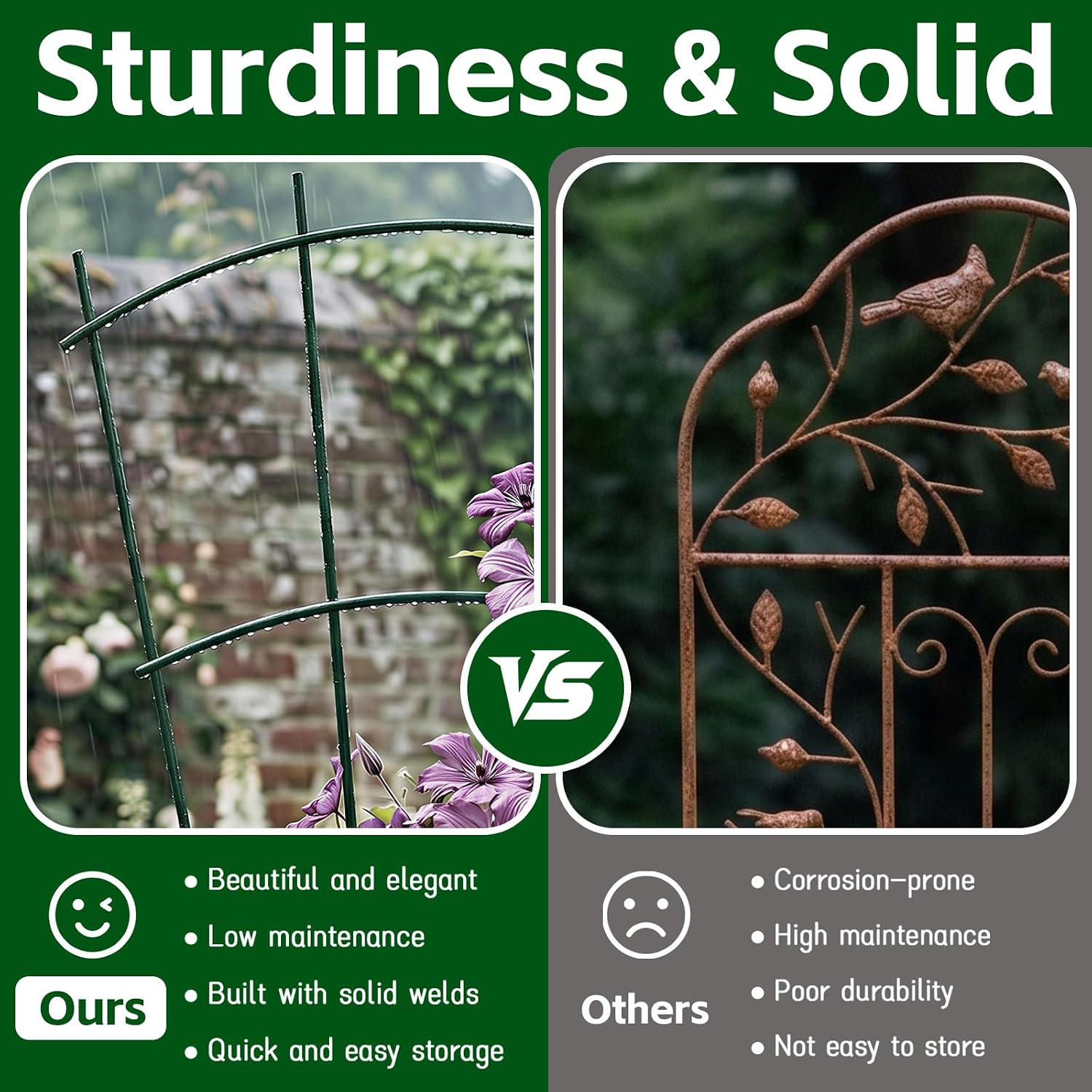 24" Metal Plant Trellis, Climbing Plant Support, 4 Pack (Green) | Rust-resistant coating | Sturdy metal frame | Easy