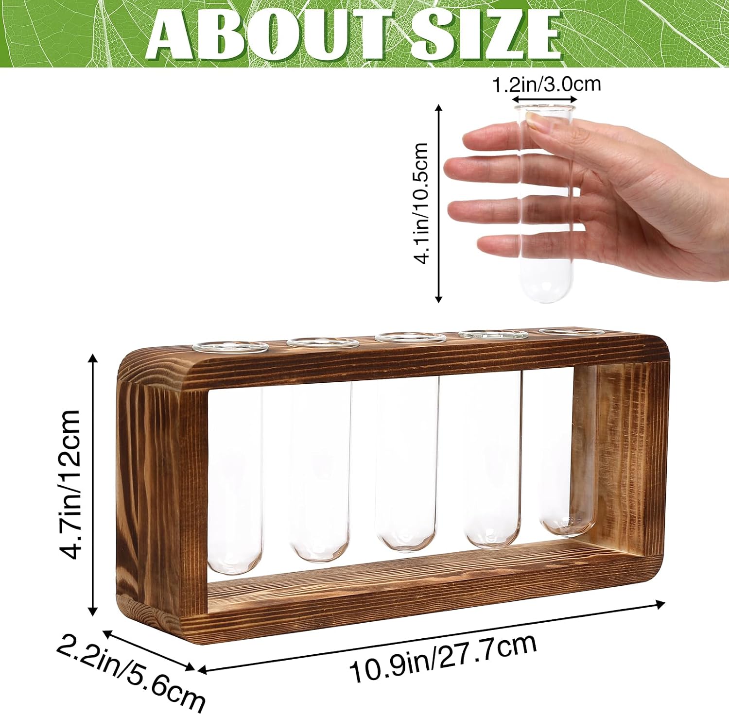 Glass Plant Propagation Station with 5 Test Tubes Planter Vase with Wooden | Stand Birthday Gifts for Women Mom Plant