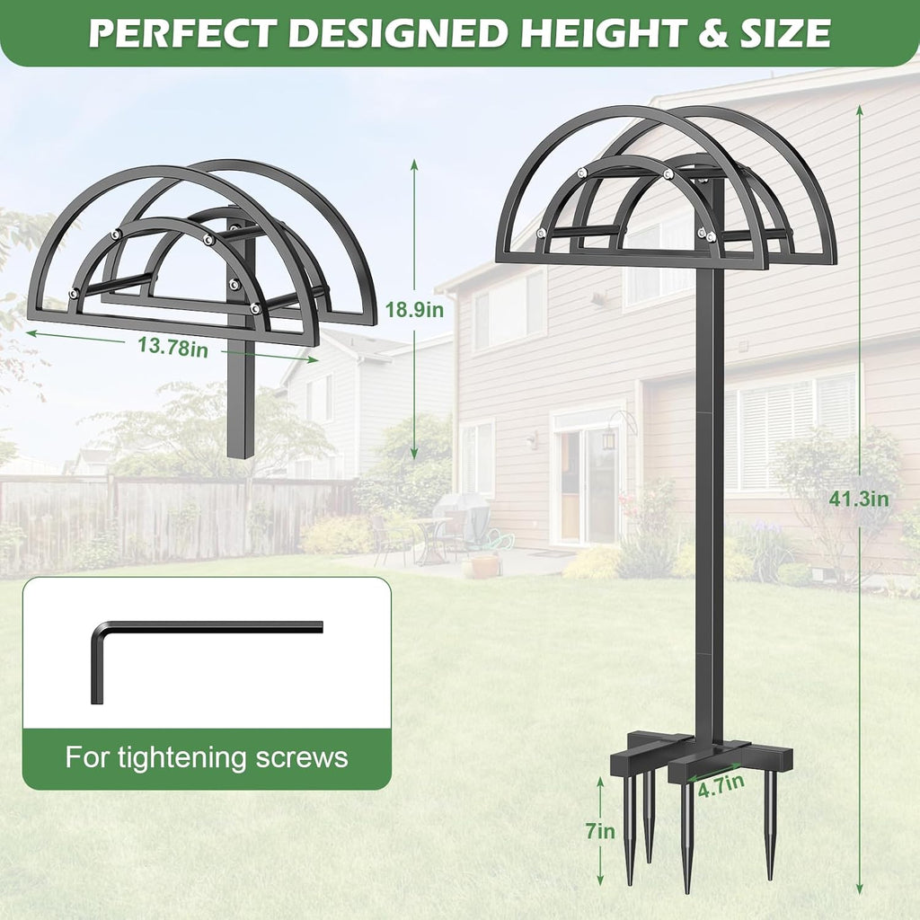OLV Garden Hose Holder, Heavy Duty Freestanding Outdoor Water Hose Holder Stand Holds 150-ft Hoses, Detachable Metal