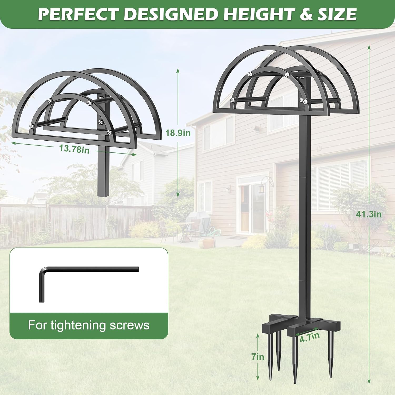 OLV Garden Hose Holder, Heavy Duty Freestanding Outdoor Water Hose Holder Stand Holds 150-ft Hoses, Detachable Metal