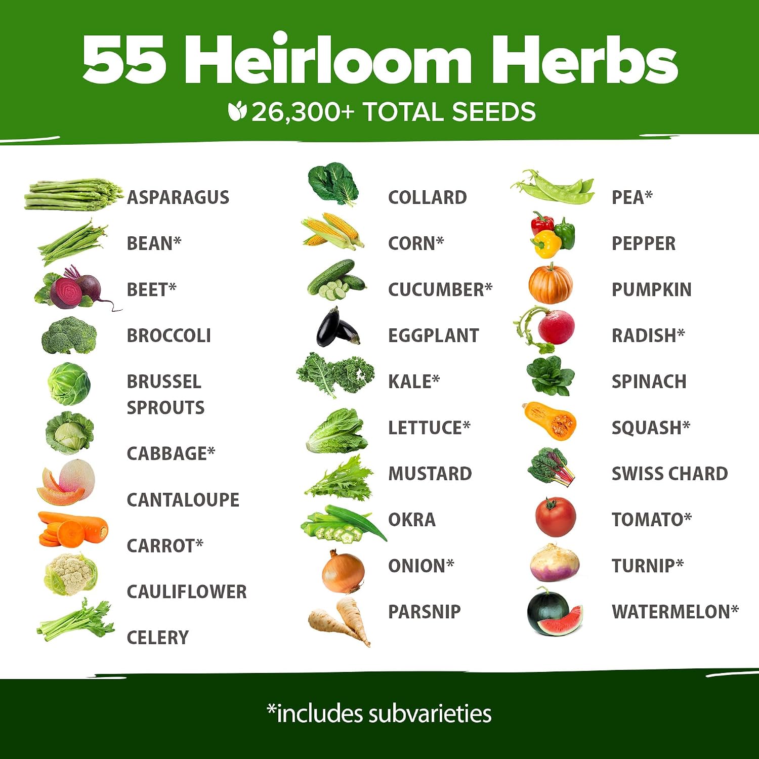 HOME GROWN 70 Variety Vegetable & Herb Seeds 30,600+ USA Non-GMO Heirloom Survival Seeds Garden Kit for Spring, Fall