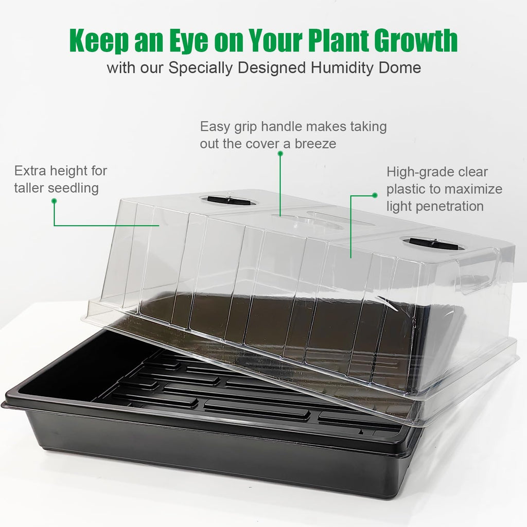 RooTrimmer 4-Pack Seed Starter Trays with 5" Tall Humidity Domes | Reusable Seed Germination Kit for Cuttings