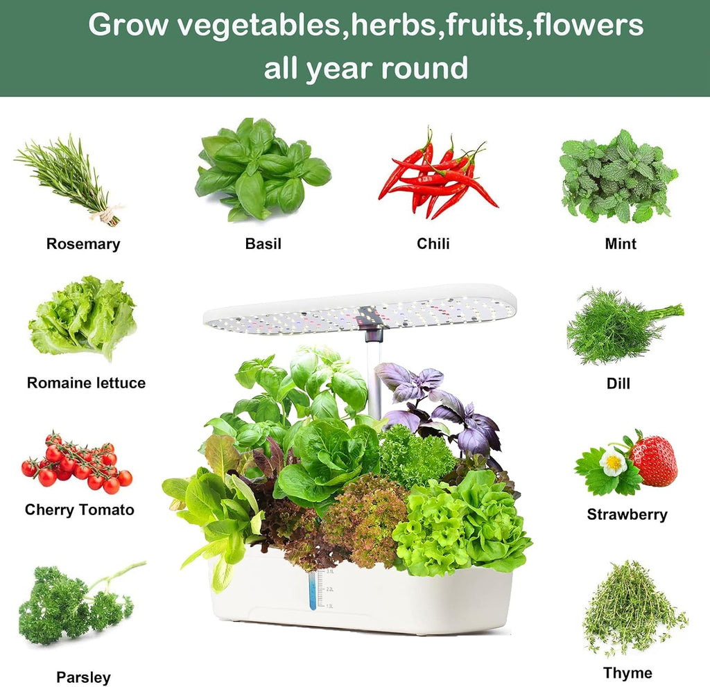 Hydroponics Growing System Kit 12 Pods Indoor Herb Garden with Grow Light | Hydrophonic Planter with Automatic Timer