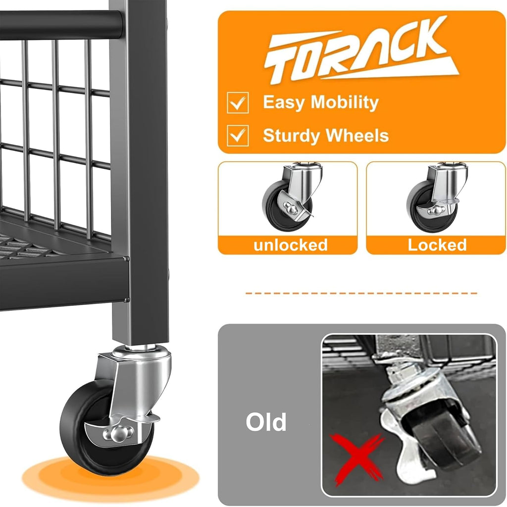TORACK Garden Tool Stand with Wheels, Rakes Shovels Holder Yard Tools Organizer for Garage, Garden, Shed Indoor/Outdoor