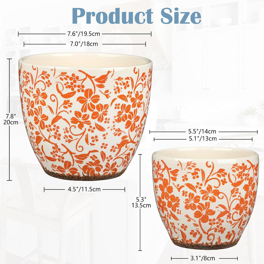 GnFlus Vintage Flower Pot Rustic Plant Pot Large Ceramic Planters for Indoor Plants Pots with Drainage Shabby Chic