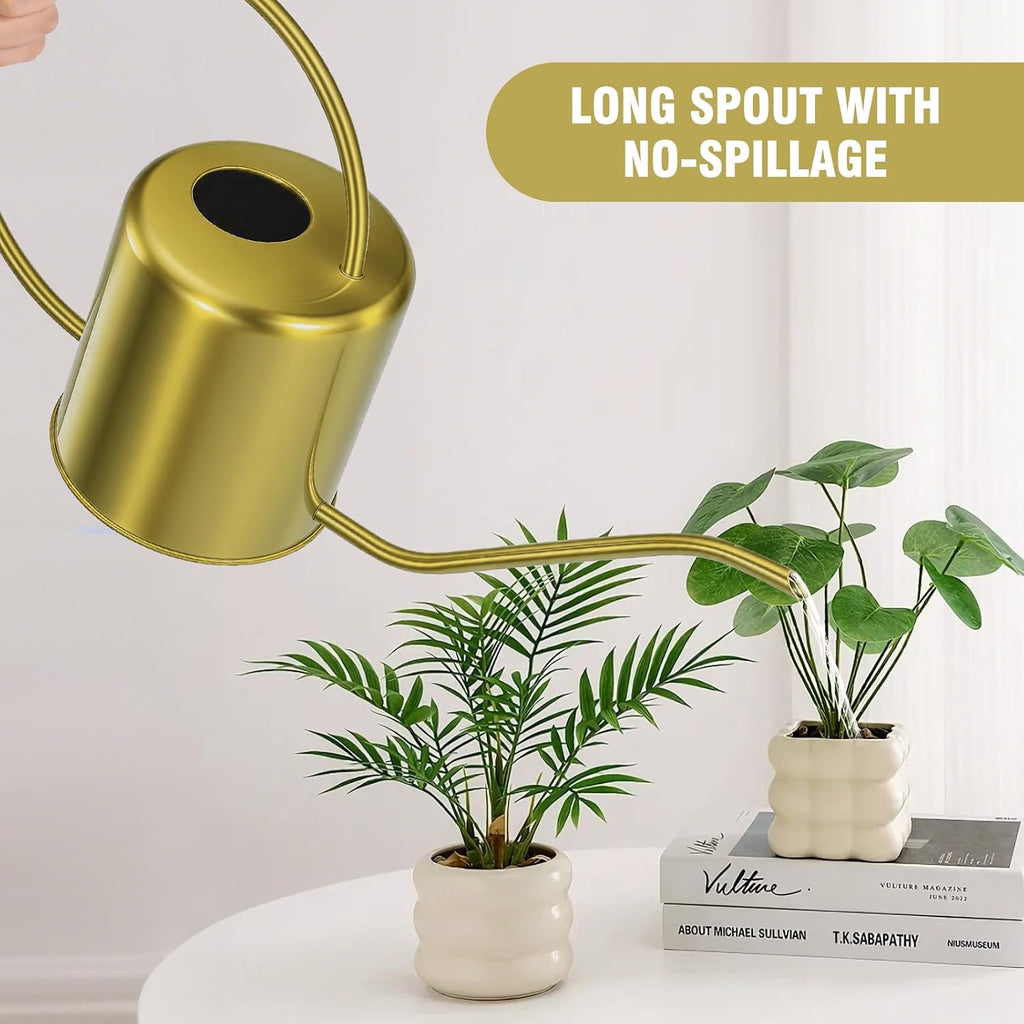 Plant Watering Can, 50 oz / 1500 ml Stainless Steel Metal - Modern Decorative with Long Spout for Indoor Potted Plants
