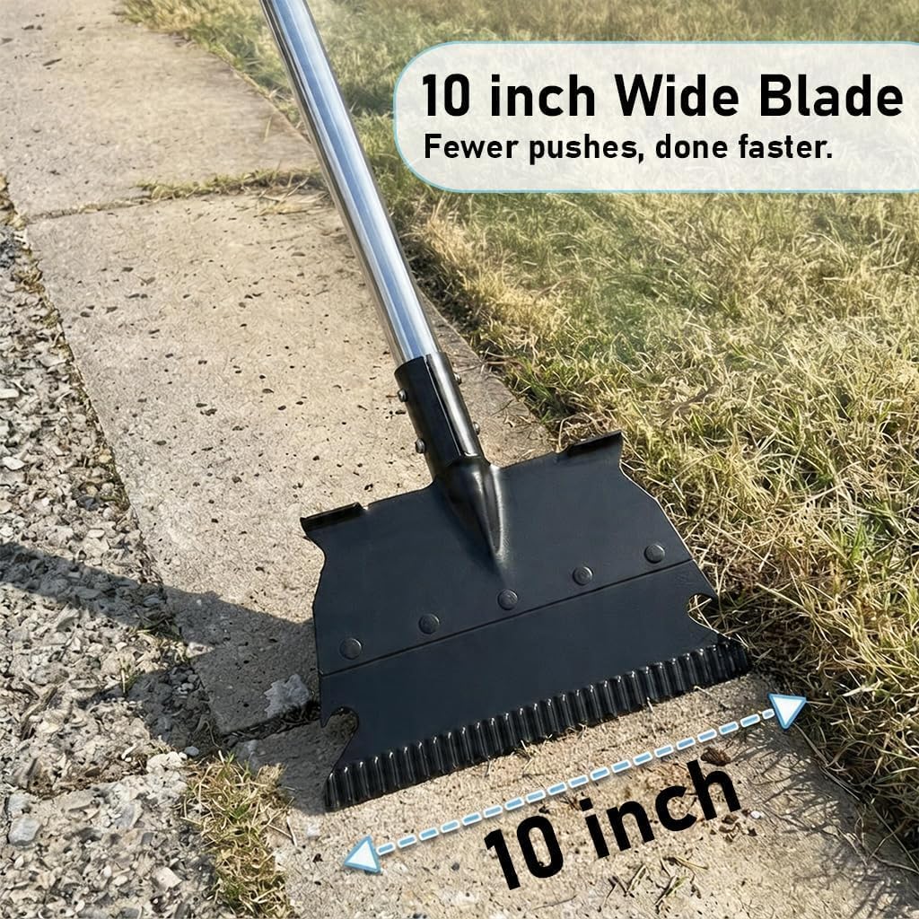 Garden Flat Shovel, 50" Weed Removal Tool with Detachable Pole, Manganese Steel Weeding Shovel with Reinforced Rib &