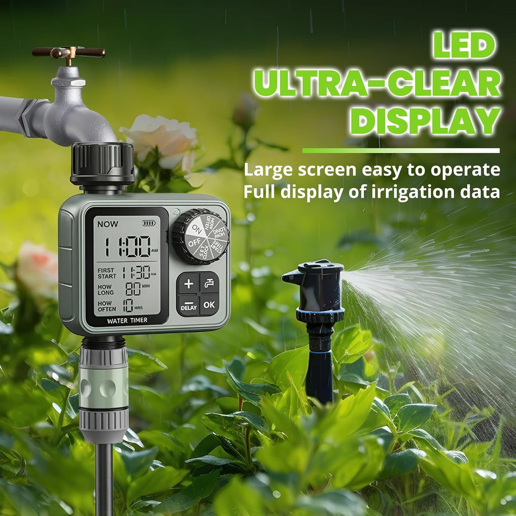 Sprinkler Timer for Garden Hose, Irrigation Water Timer with Rain Delay, Automatic Manual Watering for Lawn Yard