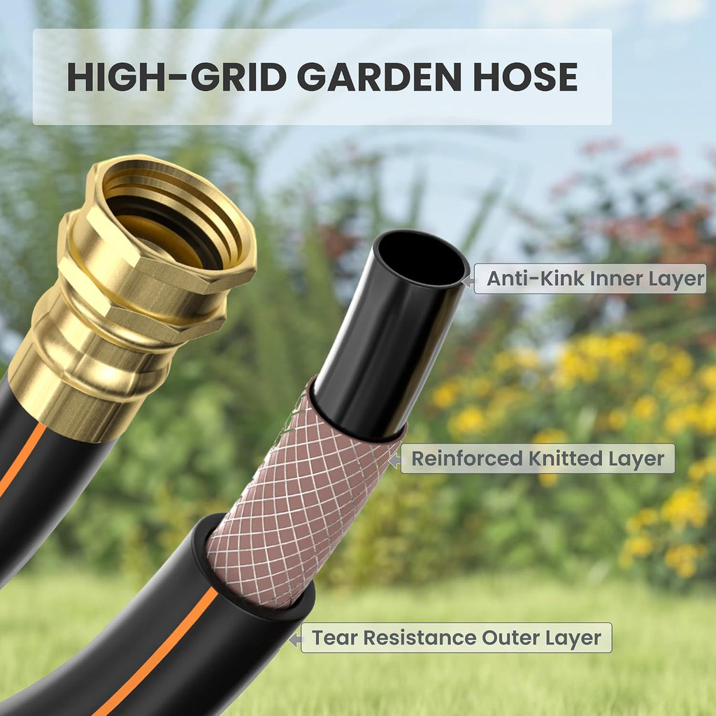 Giraffe Tools Retractable Garden Hose Reel 1/2"100FT Metal bracket | Wall Mount,Any Length Lock,Auto Rewind System,180°