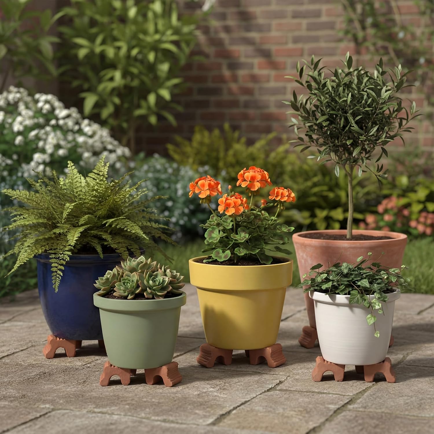 LemonRoad 6 Set Terra Cotta Cement Pot Feet for Outdoor Planters, 1.6" H | Plant Pot Risers for 14"-20" Pots, Pot