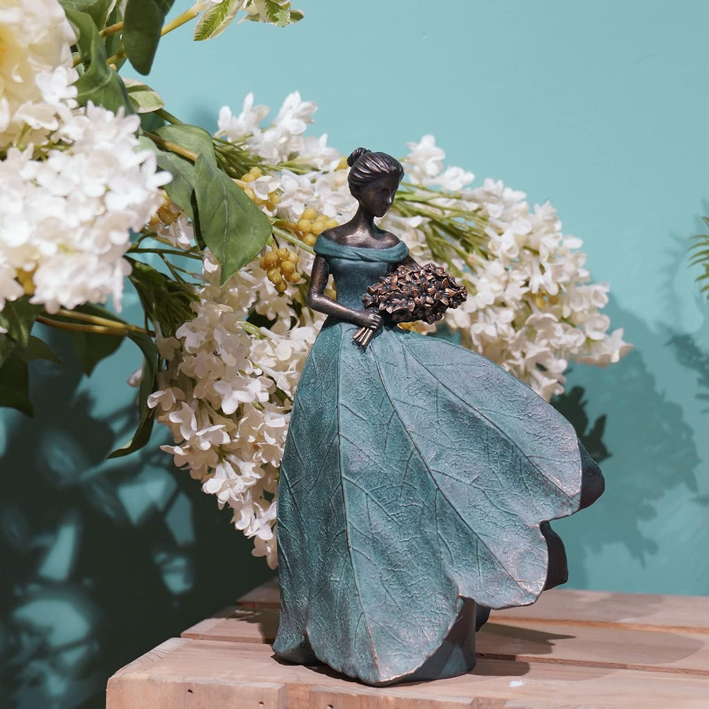 Guichifun Fairy Statue Leaf Angel Girls 7.5 x 4.5 x 11.5 Inch | Resin, Home Garden Patio Decor, Memorial Gift for Mom