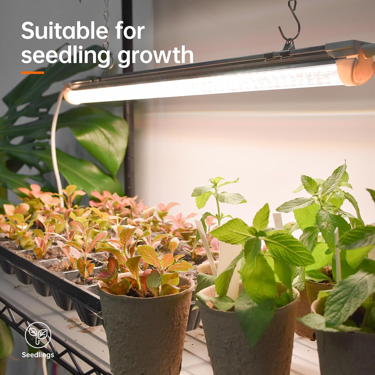 6-Tier Plant Shelf with Grow Light, 35.4x13.8x71in | Grow Light Shelf, Indoor Plant Stand, 5-Pack Full Spectrum Plant