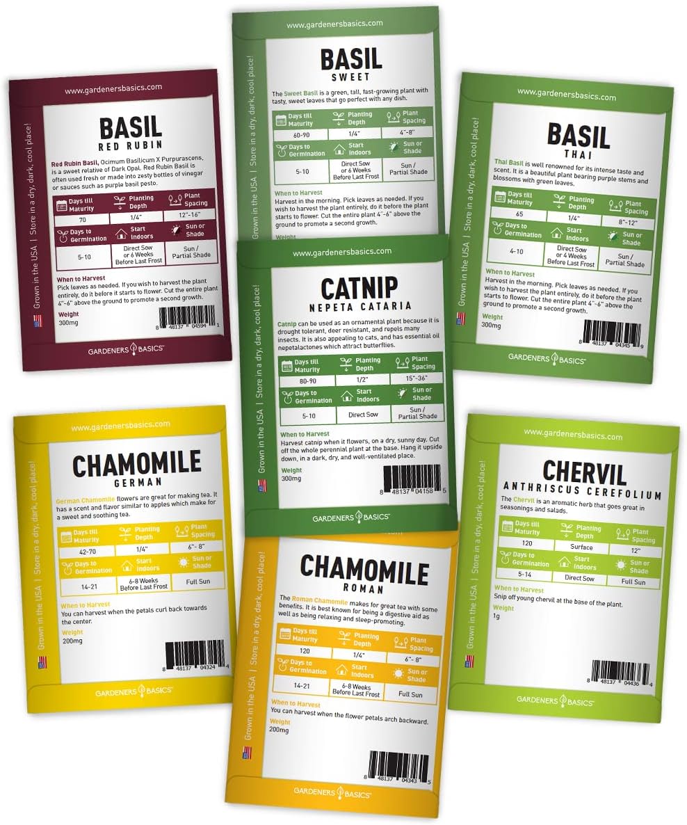 Gardeners Basics 35 Medicinal Herb Seeds Variety Pack for Planting, Non-GMO | 35 medicinal and culinary herbs; over