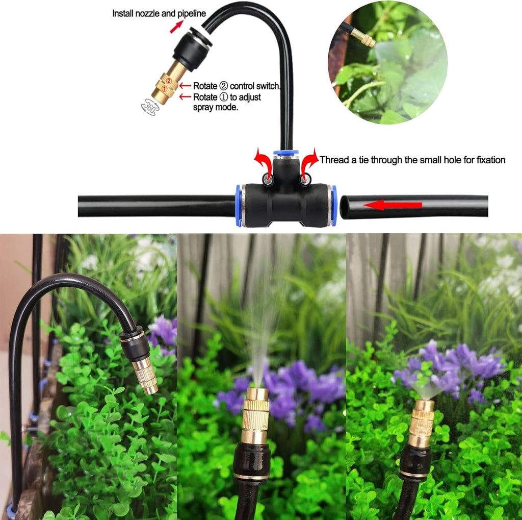 131FT Drip Irrigation Kit, Automatic Garden Watering System with Tool-Free Quick Connectors, 360° Bending Drippers &