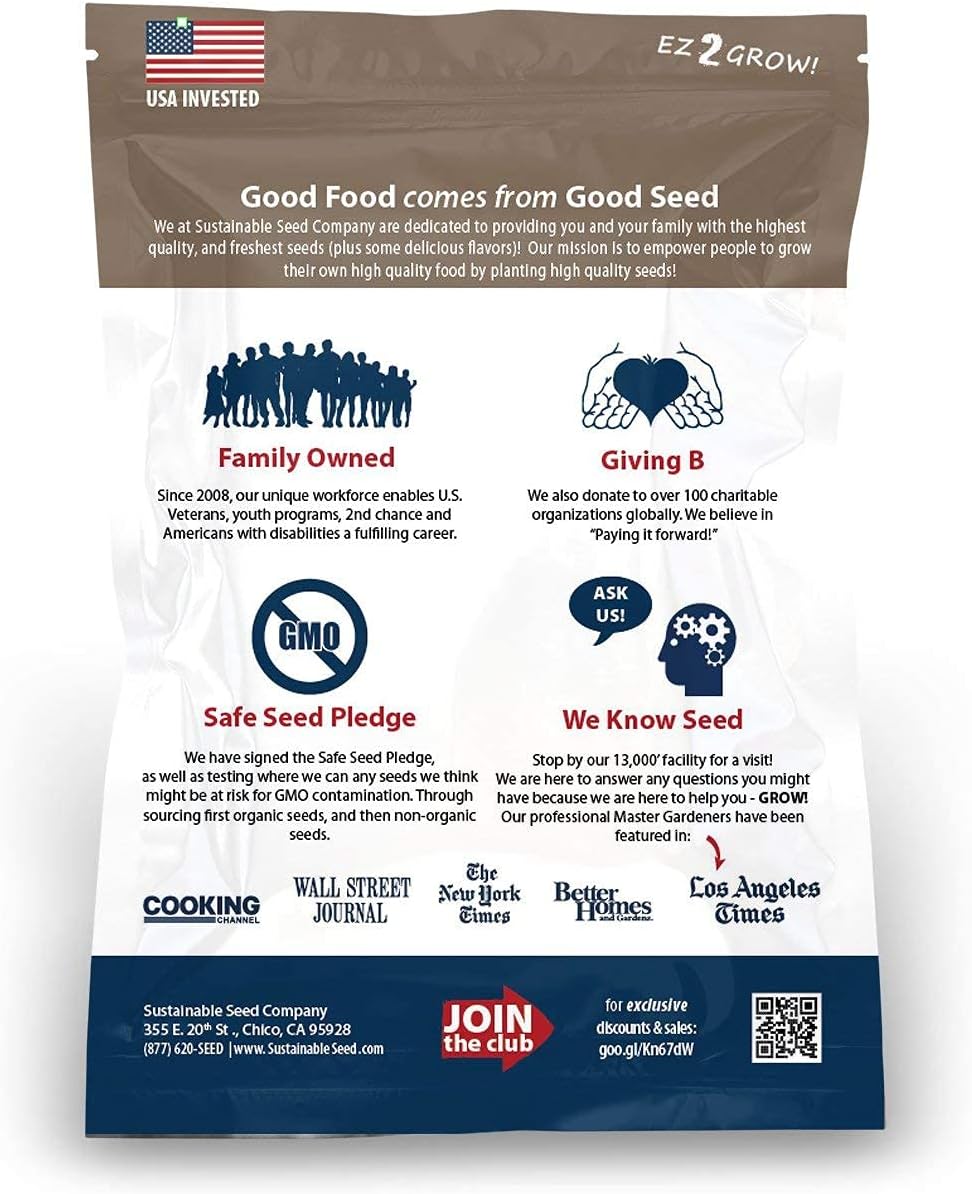 Sustainable Seed Co Instant Garden, Heirloom Vegetable Seed Collection, 15 | Variety Non GMO Heirloom Garden Vegetable