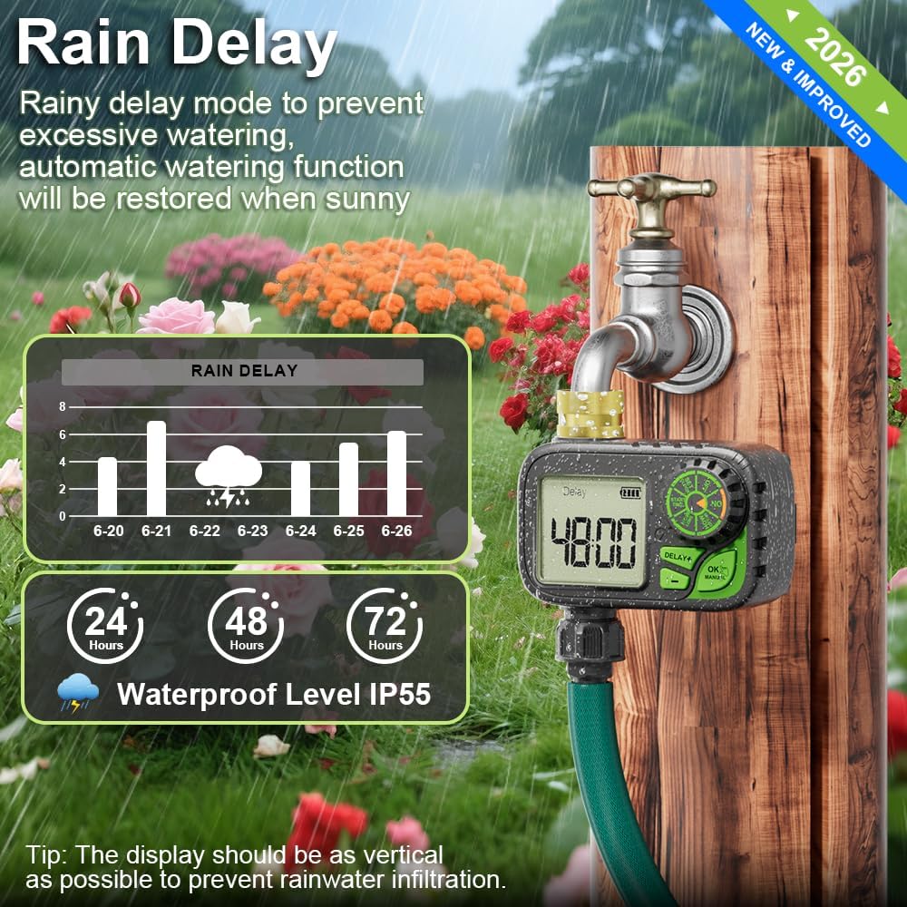 Programmable Digital Sprinkler Water Hose Irrigation Timer for Lawn | Outdoor Waterproof, Automatic Watering with